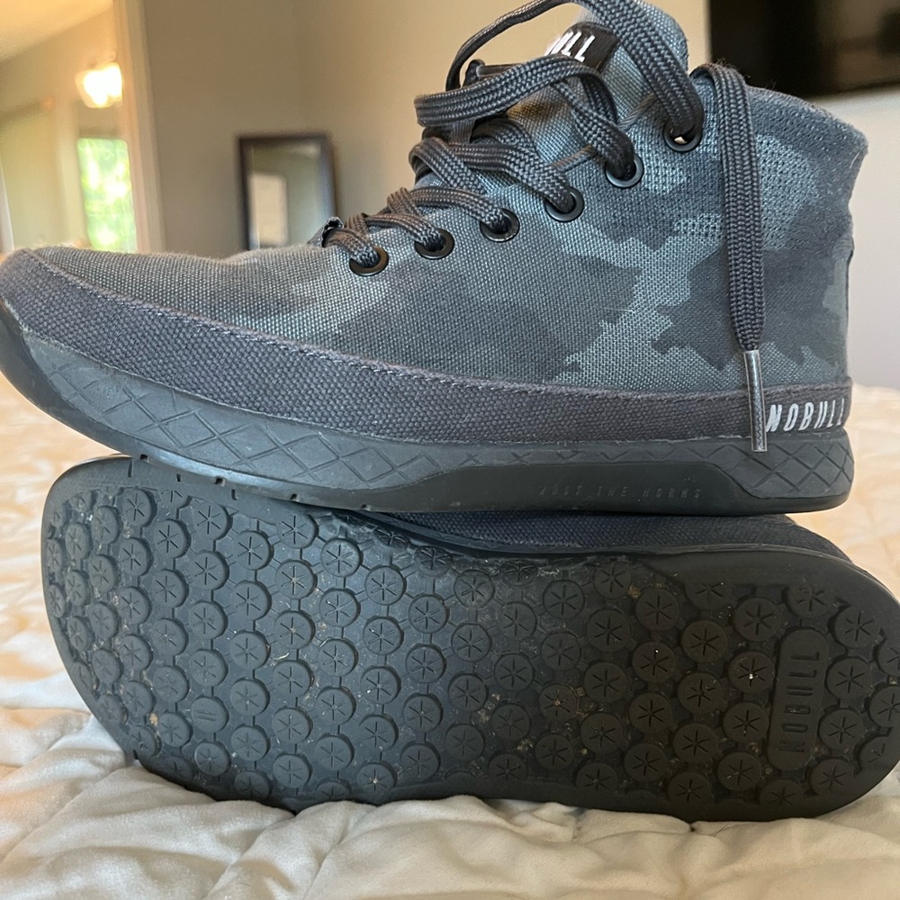 Nobull Gray Camo Mid-Top Sneakers